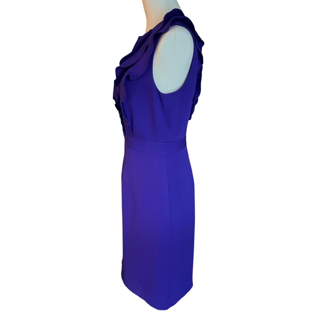 Tory Burch Purple Ruffle Pintuck Sleeveless Sheath Dress Size 6 - Picture 4 of 12